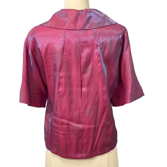 Damee Inc 3-button Blazer Jacket Short Sleeve Iridescent Purple Silver Size S - Picture 5 of 9